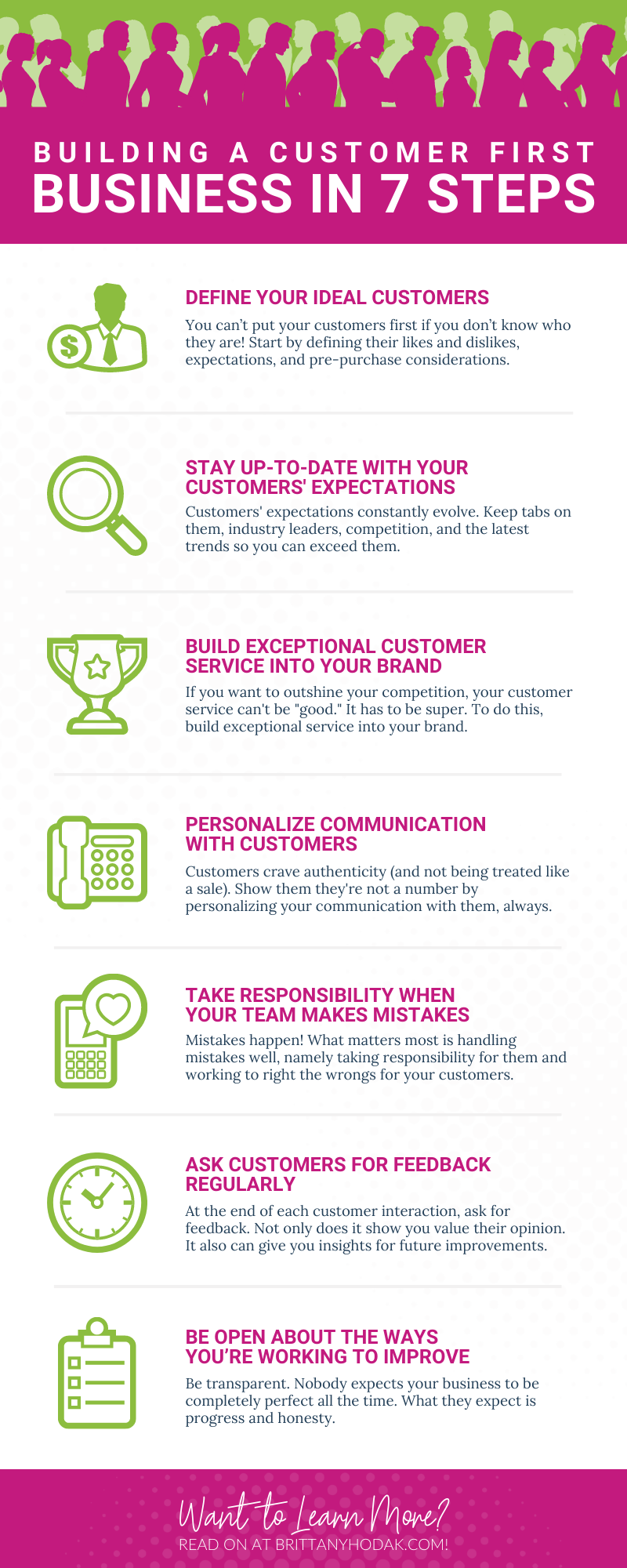 Infographic for Building A Customer First Business In 7 Steps - Brittany Hodak