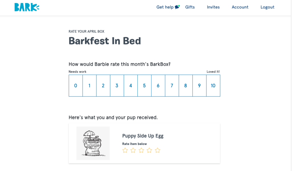 BarkBox Screenshot for How To Ask For A Customer Review And Why You Always Should - Brittany Hodak
