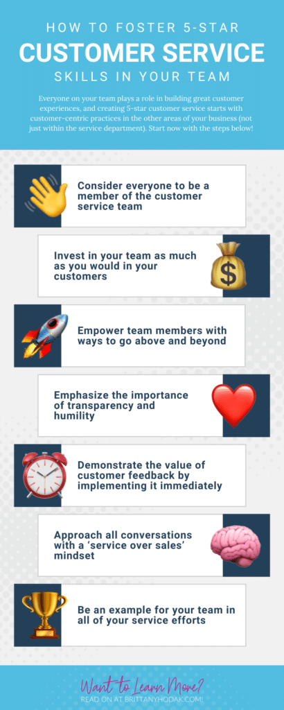 Infographic for How To Foster 5-Star Customer Service Skills In Your Team - Brittany Hodak