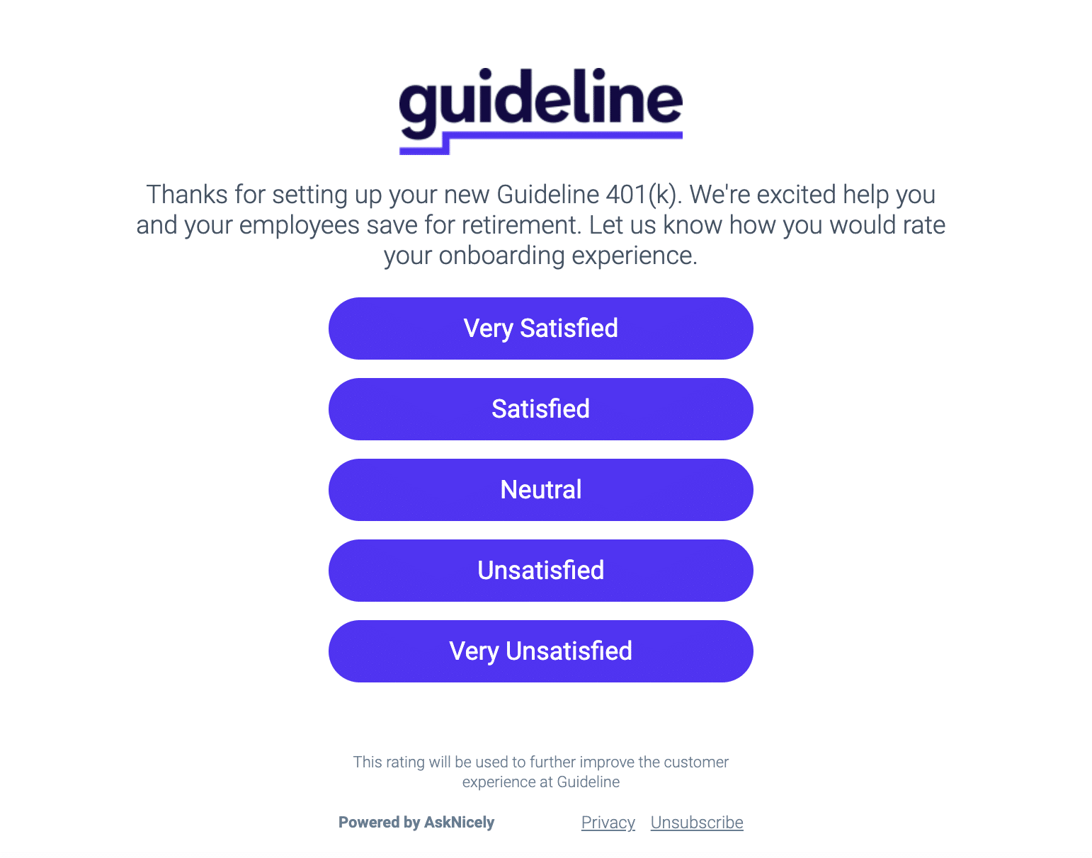 Guideline CSAT survey: let us know how you would rate your onboarding experience