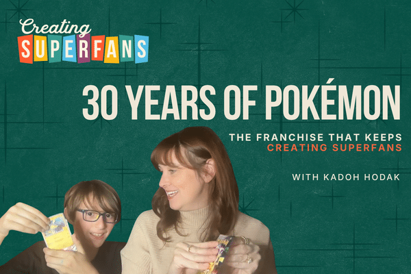 Brittany with her son, Kadoh for a special episode of the creating sueprfans podcast: 30 years of pokemon: the franchise that keeps creating superfans
